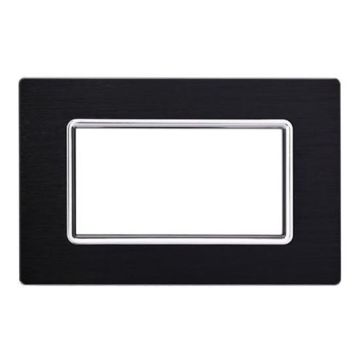Placca compatibile Bticino Livinglight 3 moduli alluminio colore nero