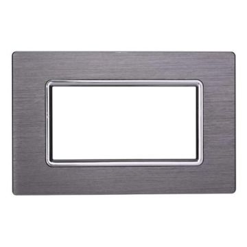 Ettorit-kompatible Bticino Livinglight 3-Modul-Aluminiumplatte, satinierte Silberfarbe – LN86306