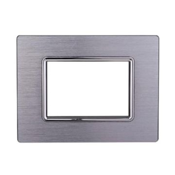 Plaque compatibles Bticino Livinglight 3 modules aluminium couleur argent brillant satiné