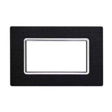 Placca compatibile Bticino Livinglight 4 moduli alluminio colore nero