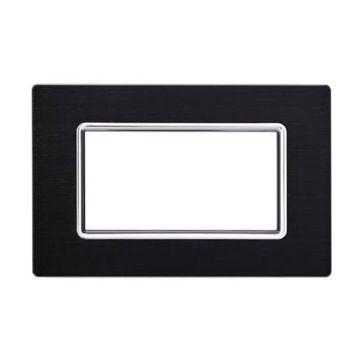 Kompatible Abdeckrahmen Bticino Livinglight 4 module aluminium Schwarz Farbe