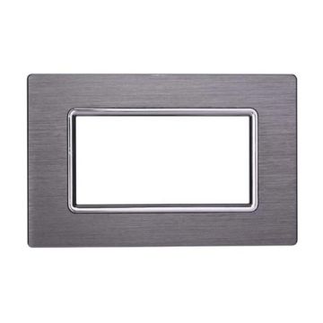 Plaque compatibles Bticino Livinglight 4 modules aluminium couleur argent satiné