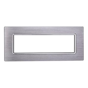Plaque compatibles Bticino Livinglight 7 modules aluminium couleur argent brillant satiné