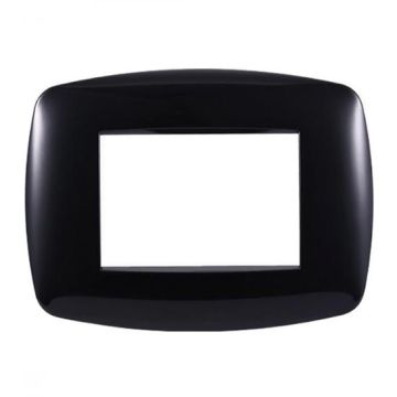 Ettroit Bticino Livinglight kompatible Platte 3 schlanke Kunststoffmodule, schwarze Farbe – LN87302