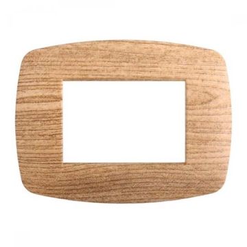 Placca compatibile Bticino Livinglight 3 moduli plastica slim colore legno scuro