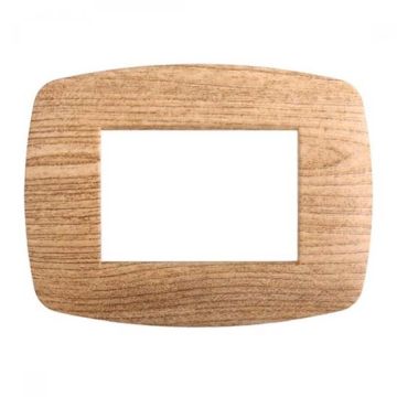 Ettroit Bticino Livinglight kompatible Platte 3 schlanke Kunststoffmodule, dunkle Holzfarbe - LN87305