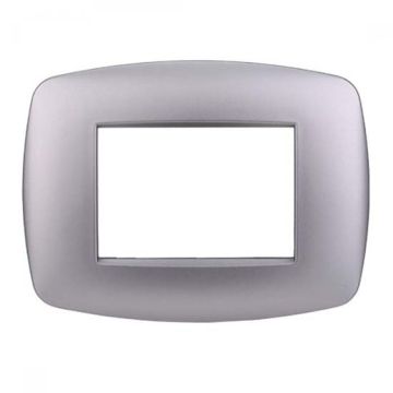 Ettroit Bticino Livinglight kompatible Platte 3 schlanke Kunststoffmodule, silberne Farbe – LN87306