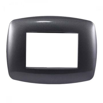 Placca compatibile Bticino Livinglight 3 moduli plastica slim colore acciaio scuro