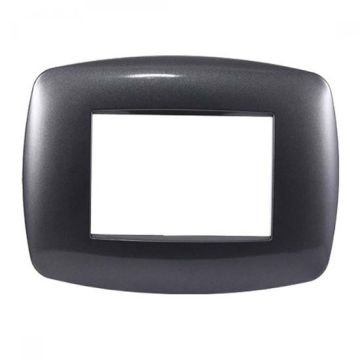 Ettroit Bticino Livinglight kompatible Platte 3 schlanke Kunststoffmodule, dunkle Stahlfarbe - LN87307