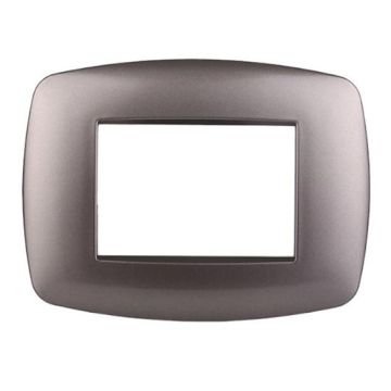 Ettroit Bticino Livinglight kompatible Platte 3 schlanke Kunststoffmodule, Titanfarbe - LN87308