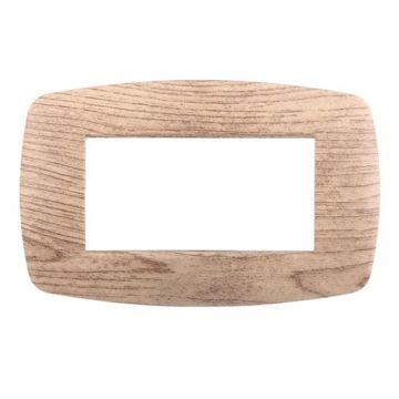 Ettroit Bticino Livinglight kompatible Platte 4 schlanke Kunststoffmodule, helle Holzfarbe - LN87404