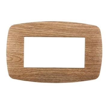 Ettroit Bticino Livinglight kompatible Platte 4 schlanke Kunststoffmodule, dunkle Holzfarbe – LN87405