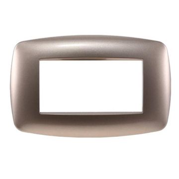 Placca compatibile Bticino Livinglight 4 moduli plastica slim colore acciaio bronzo