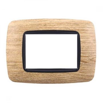 Placca compatibile Bticino Livinglight 3 moduli plastica bombata colore legno chiaro