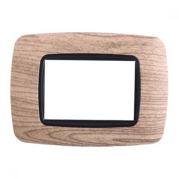 Ettroit Bticino Livinglight kompatible Platte 3 Module abgerundeter Kunststoff dunkle Holzfarbe - LN88305