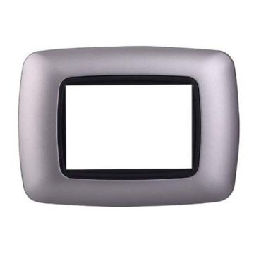 Ettroit-kompatible Bticino Livinglight 3-Modul-abgerundete Kunststoffplatte, silberfarben - LN88306