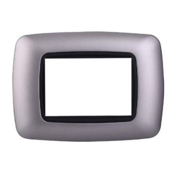 Compatible plate Bticino Livinglight 3 modules convex plastic silver color