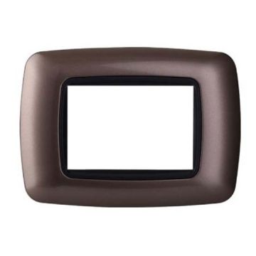 Compatible plate Bticino Livinglight 3 modules convex plastic bronze color