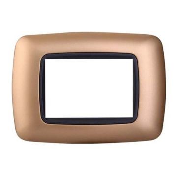 Placca compatibile Bticino Livinglight 3 moduli plastica bombata colore oro