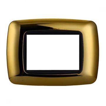 Placca compatibile Bticino Livinglight 3 moduli plastica bombata colore oro lucido