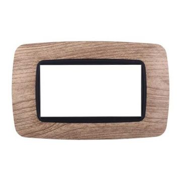 Placca compatibile Bticino Livinglight 4 moduli plastica bombata colore legno chiaro