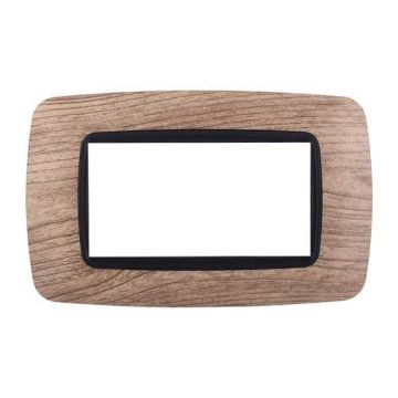 Ettroit Bticino Livinglight kompatible Platte 4 Module abgerundeter Kunststoff in heller Holzfarbe - LN88404