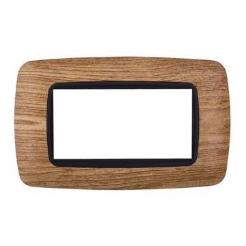 Placca compatibile Bticino Livinglight 4 moduli plastica bombata colore legno scuro