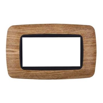 Ettroit Bticino Livinglight kompatible Platte 4 Module abgerundeter Kunststoff dunkle Holzfarbe - LN88405