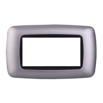 Compatible plate Bticino Livinglight 4 modules convex plastic silver color