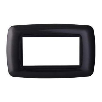 Ettroit Bticino Livinglight kompatible Platte 4 Module, abgerundeter Kunststoff, Graphitfarbe, dunkler Stahl – LN88407