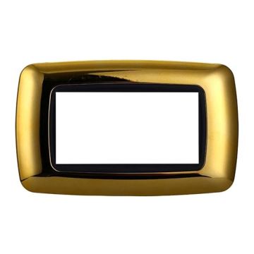 Placca compatibile Bticino Livinglight 4 moduli plastica bombata colore oro lucido