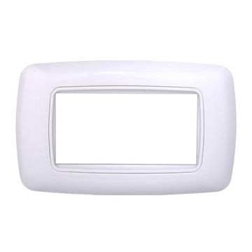 Compatible plate Bticino Livinglight 4 modules convex plastic white with white interior color