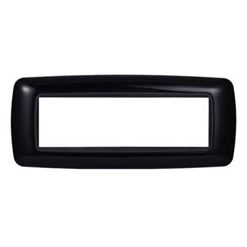 Placca compatibile Bticino Livinglight 7 moduli plastica bombata colore nero