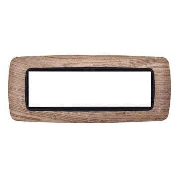 Placca compatibile Bticino Livinglight 7 moduli plastica bombata colore legno chiaro