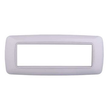 Placca compatibile Bticino Livinglight 7 moduli plastica bombata colore bianco con interno bianco