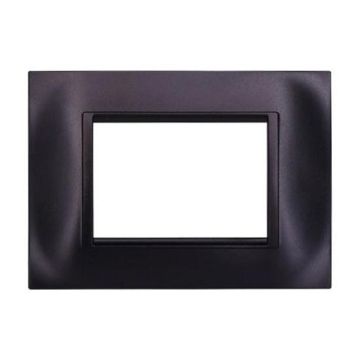 Compatible plate Bticino Livinglight 3 modules square plastic black color