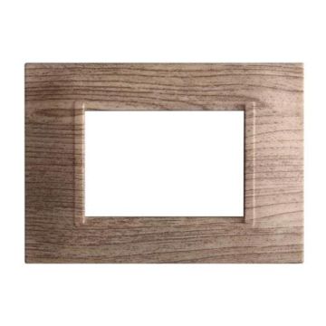 Compatible plate Bticino Livinglight 3 modules square plastic dark wood color