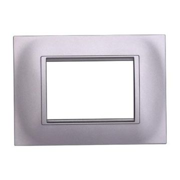 Placca compatibile Bticino Livinglight 3 moduli plastica quadrata colore argento