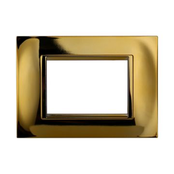 Ettroit Placca compatibile Bticino Livinglight 3 moduli plastica quadrata colore oro lucido LN89312