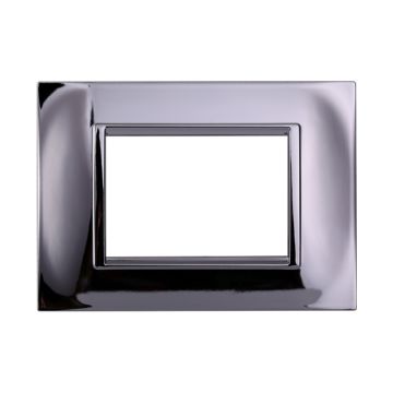 Placca compatibile Bticino Livinglight 3 moduli plastica quadrata colore cromato lucido