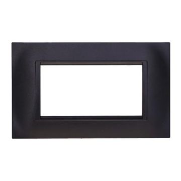 Placca compatibile Bticino Livinglight 4 moduli plastica quadrata colore nero