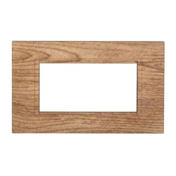 Placca compatibile Bticino Livinglight 4 moduli plastica quadrata colore legno chiaro