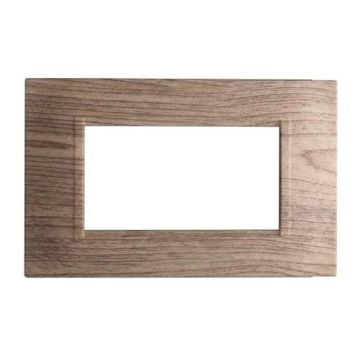Placca compatibile Bticino Livinglight 4 moduli plastica quadrata colore legno scuro