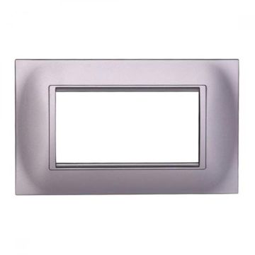 Placca compatibile Bticino Livinglight 4 moduli plastica quadrata colore argento