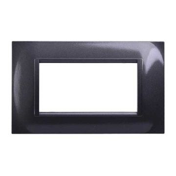 Placca compatibile Bticino Livinglight 4 moduli plastica quadrata colore acciaio scuro