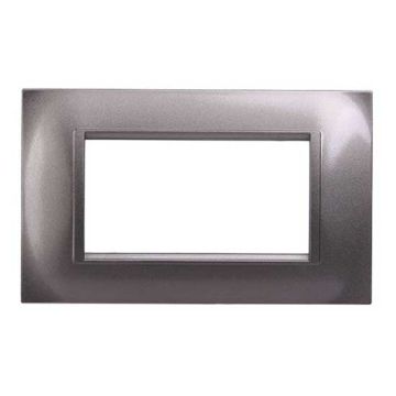 Placca compatibile Bticino Livinglight 4 moduli plastica quadrata colore titanio