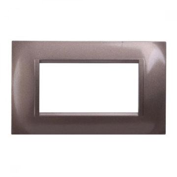 Placca compatibile Bticino Livinglight 4 moduli plastica quadrata colore acciaio bronzo