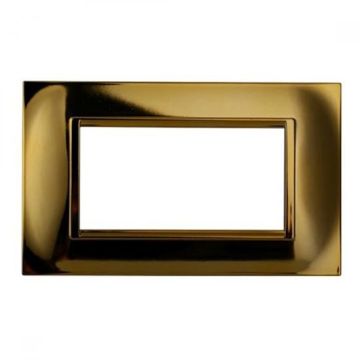 Compatible plate Bticino Livinglight 4 modules square plastic glossy gold color