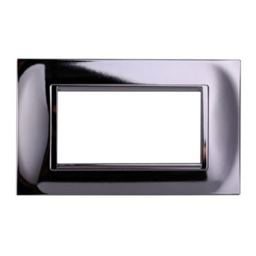 Compatible plate Bticino Livinglight 4 modules square plastic polished chrome color