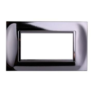 Plaque compatibles Bticino Livinglight 4 modules plastique carré couleur chrome poli